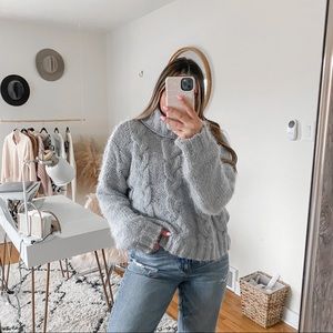 POL Gray Cable Knit Sweater